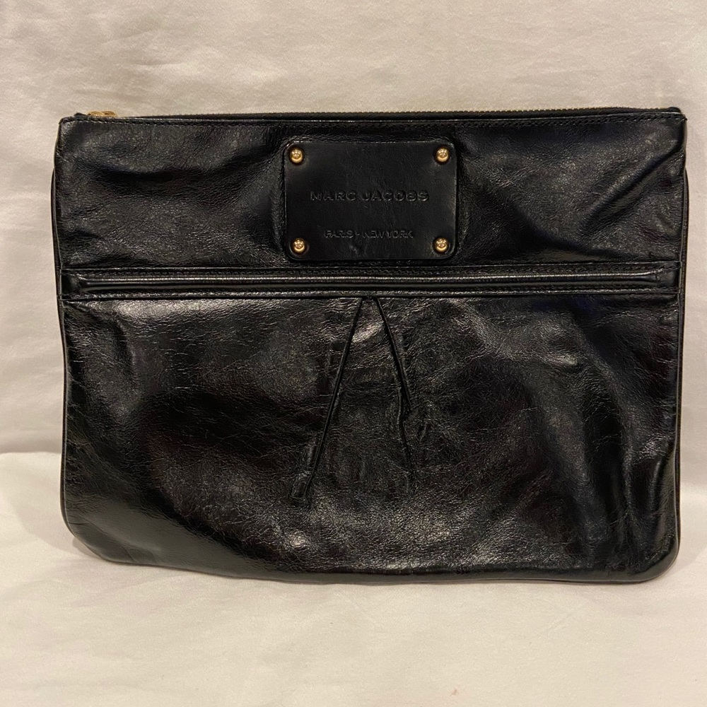 Brand New Marc Jacobs black leather clutch